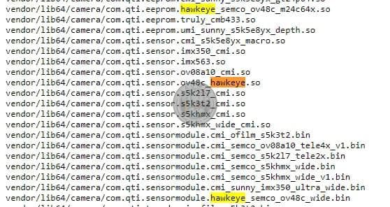 #hawkeye camera libs spotted on device tree