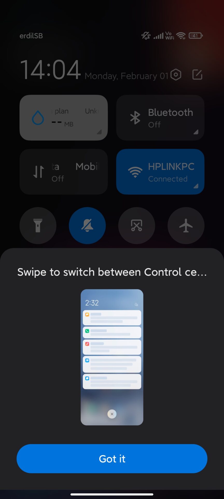 Notification & Control Center Switch