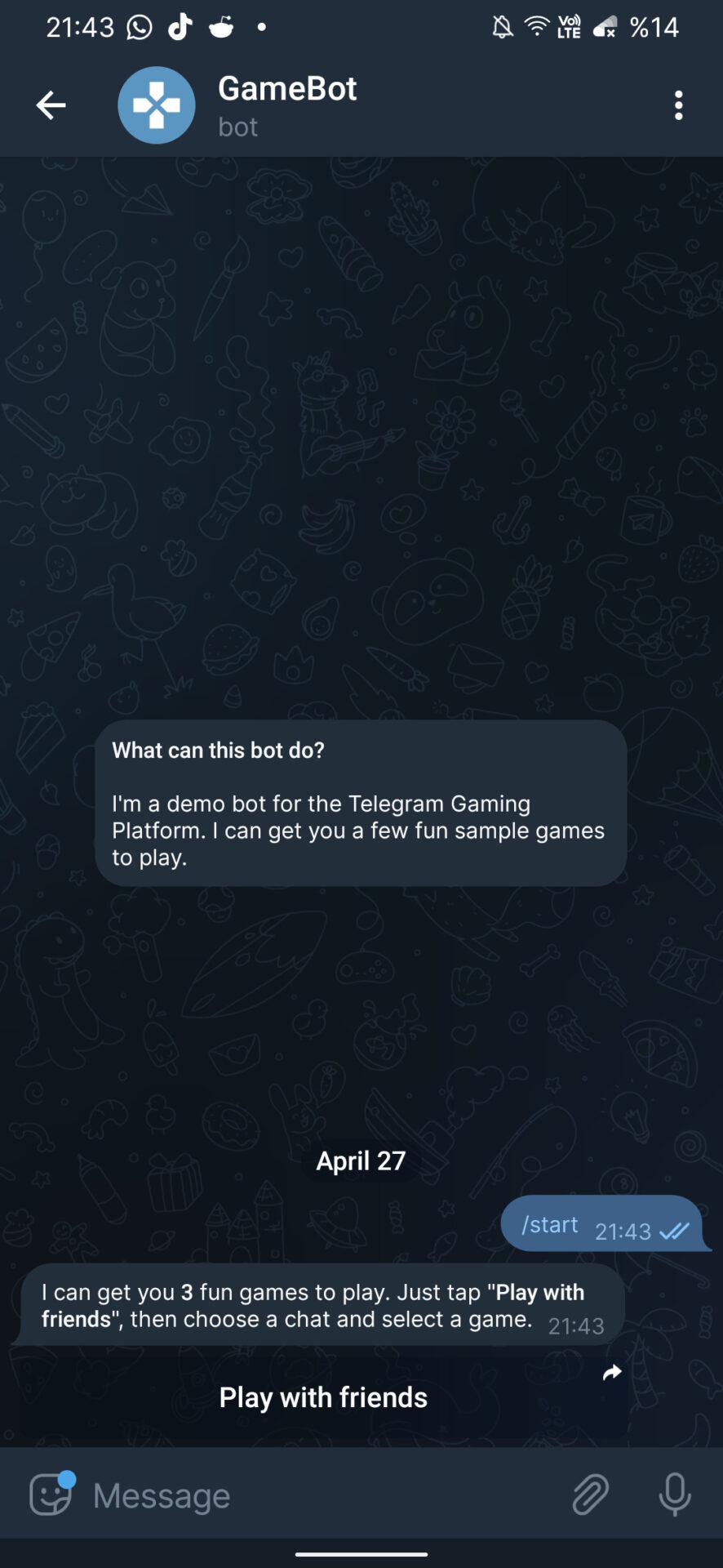 Functional Telegram Bots GameBot