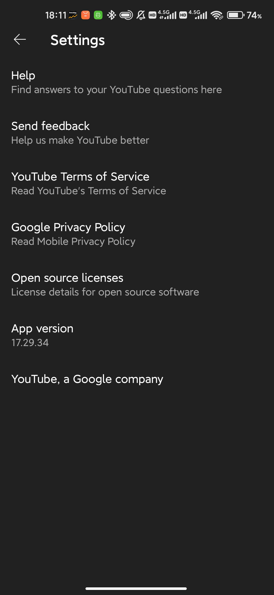 YouTube app with 17.29.34