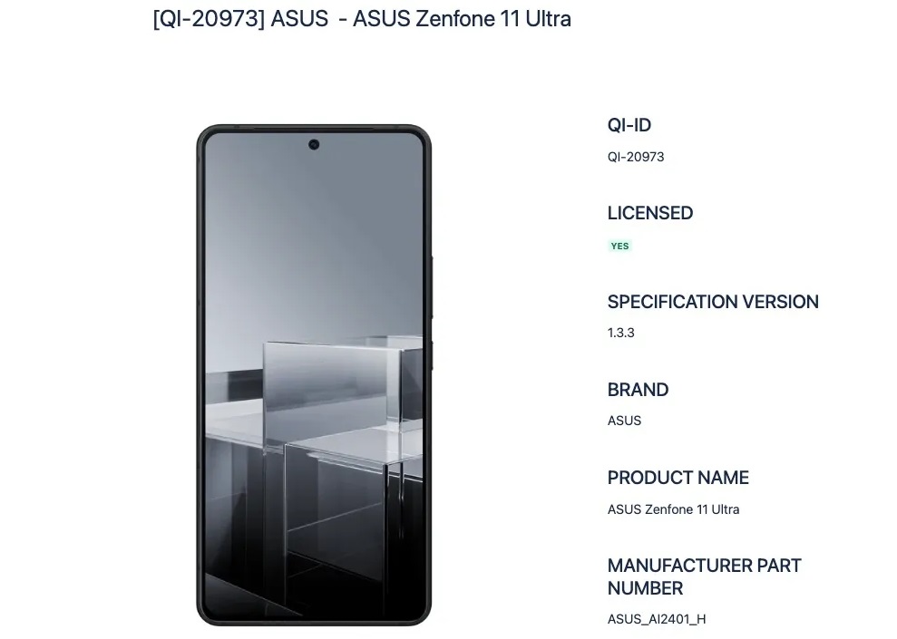 Certification reveals Asus Zenfone 11 Ultra’s details, including ROG Phone 8-like frontal appearance