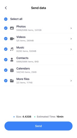choose data to transfer